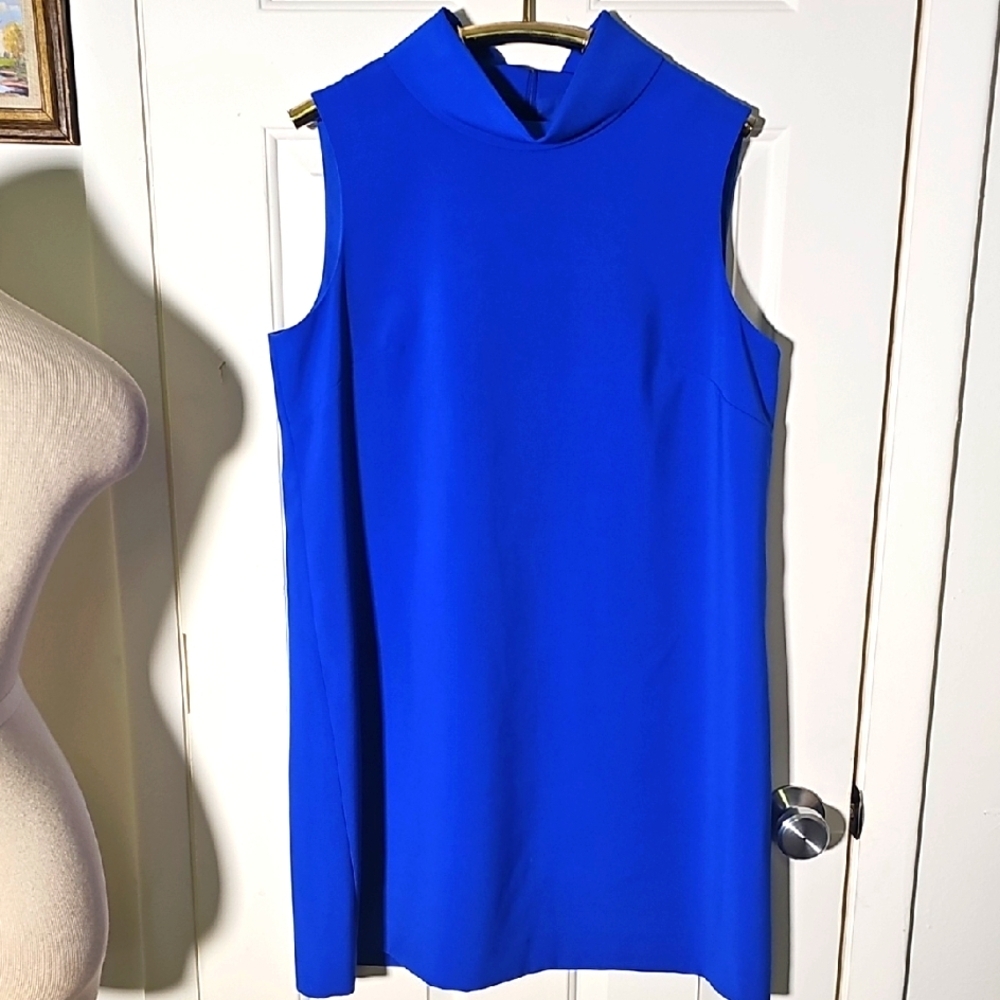 Alex Marie Blue Sheath Mini Dress Mock Neck. Size 14. Excelent Condition